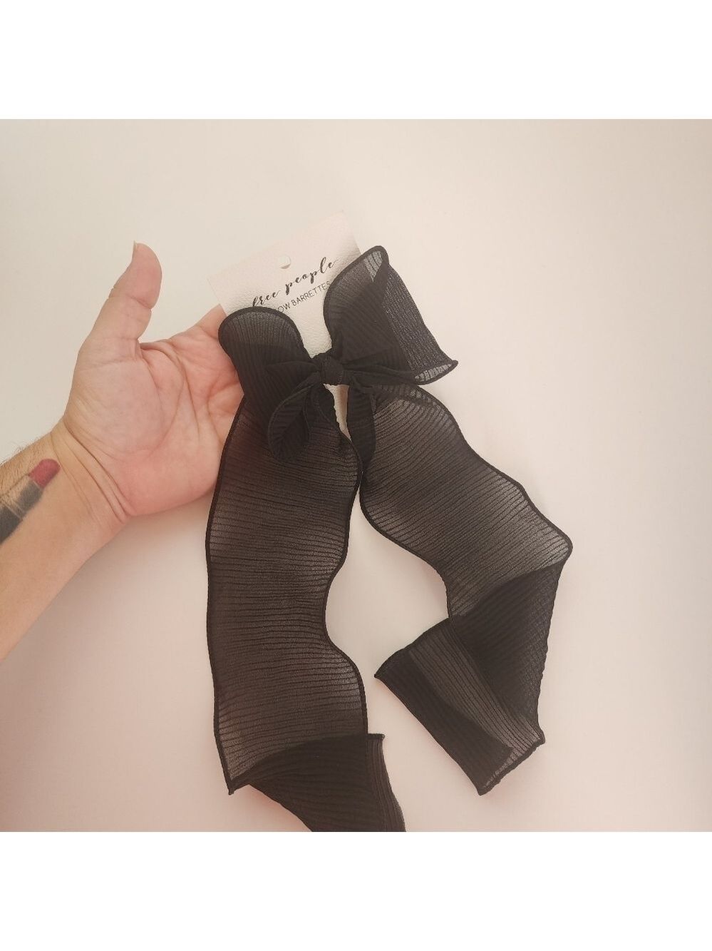 NWT Free People Black Rizzo Crinkled Bow - Picture 12 of 12